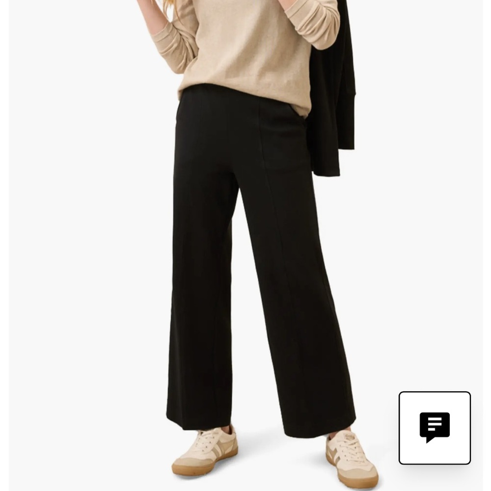 Pact Black Organic Cotton Airplane Pintuck Wide Leg Pant
